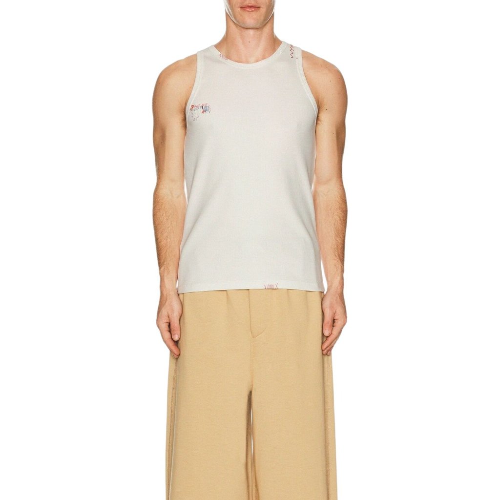 Marni Tank Top In Lily White 48 New Mens Sleeveless Ribbed Beater